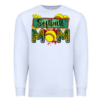 White softball mom with leopard Premium Sweatshirt - Zillion Design Studio