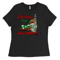 Black christmas time in new york Ladies Tee - BarkalooDesign
