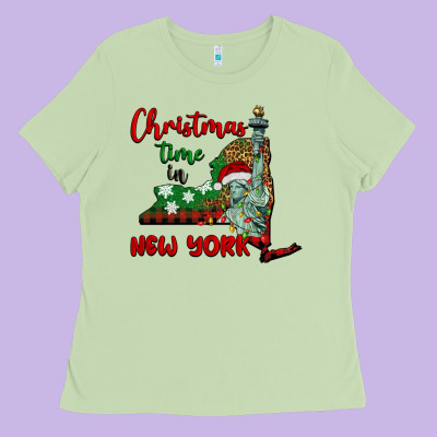 Christmas Time In New York Ladies Tee Designed By Barkaloodesign