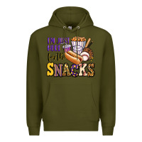 Army Green i'm just here for the snacks baseball purple and g Premium Hoodie - Jasminsmagicworld