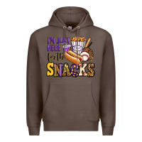 Coffee i'm just here for the snacks baseball purple and g Premium Hoodie - Jasminsmagicworld