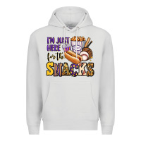 Dove Grey i'm just here for the snacks baseball purple and g Premium Hoodie - Jasminsmagicworld
