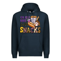Navy i'm just here for the snacks baseball purple and g Premium Hoodie - Jasminsmagicworld
