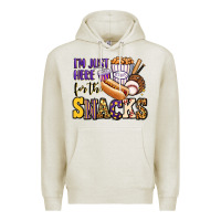 Oatmeal Heather i'm just here for the snacks baseball purple and g Premium Hoodie - Jasminsmagicworld
