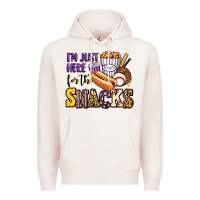 Pale Pink i'm just here for the snacks baseball purple and g Premium Hoodie - Jasminsmagicworld