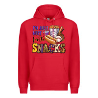 Red i'm just here for the snacks baseball purple and g Premium Hoodie - Jasminsmagicworld