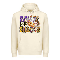 Sandshell i'm just here for the snacks baseball purple and g Premium Hoodie - Jasminsmagicworld