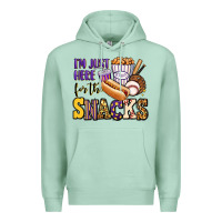 Seafoam i'm just here for the snacks baseball purple and g Premium Hoodie - Jasminsmagicworld