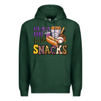 Sports Green i'm just here for the snacks baseball purple and g Premium Hoodie - Jasminsmagicworld