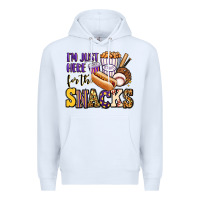 White i'm just here for the snacks baseball purple and g Premium Hoodie - Jasminsmagicworld