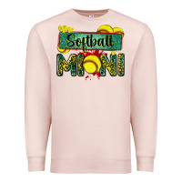 Pale Pink softball mini with leopard Premium Sweatshirt - Zillion Design Studio