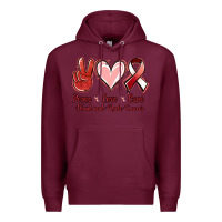 Burgundy peace love cure head and neck cancer Premium Hoodie - Jasminsmagicworld