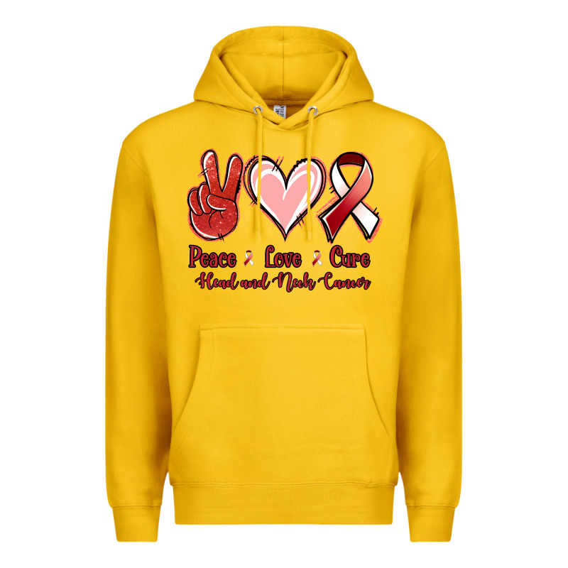 Peace Love Cure Head And Neck Cancer Premium Hoodie by Jasminsmagicworld | Teevron