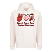 Pale Pink peace love cure head and neck cancer Premium Hoodie - Jasminsmagicworld