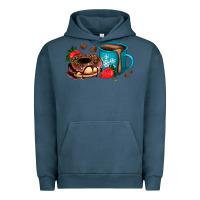 Pigment Midnight Navy donut coffee strawberry Urban Hoodie - AdoDesignShop