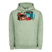 Pigment Oil Green donut coffee strawberry Urban Hoodie - AdoDesignShop