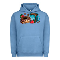 Pigment Pebble Blue donut coffee strawberry Urban Hoodie - AdoDesignShop