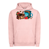 Pigment Salmon donut coffee strawberry Urban Hoodie - AdoDesignShop