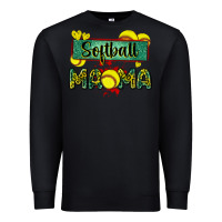 Black softball mama with leopard Premium Sweatshirt - Zillion Design Studio
