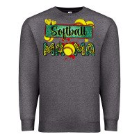 Charcoal Heather softball mama with leopard Premium Sweatshirt - Zillion Design Studio