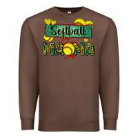 Chestnut softball mama with leopard Premium Sweatshirt - Zillion Design Studio