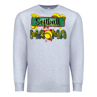 Heather Grey softball mama with leopard Premium Sweatshirt - Zillion Design Studio