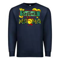 Navy softball mama with leopard Premium Sweatshirt - Zillion Design Studio