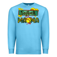 Ocean Blue softball mama with leopard Premium Sweatshirt - Zillion Design Studio