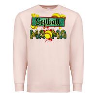 Pale Pink softball mama with leopard Premium Sweatshirt - Zillion Design Studio