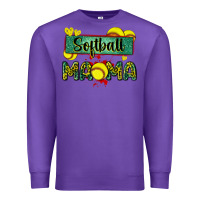 Purple softball mama with leopard Premium Sweatshirt - Zillion Design Studio