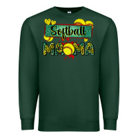 Sports Green softball mama with leopard Premium Sweatshirt - Zillion Design Studio