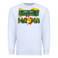 White softball mama with leopard Premium Sweatshirt - Zillion Design Studio