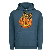 Pigment Midnight Navy Leopard Ribbon Halloween Pumkin Urban Hoodie - JahusDesignShop