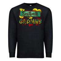 Black softball granny with leopard Premium Sweatshirt - Zillion Design Studio