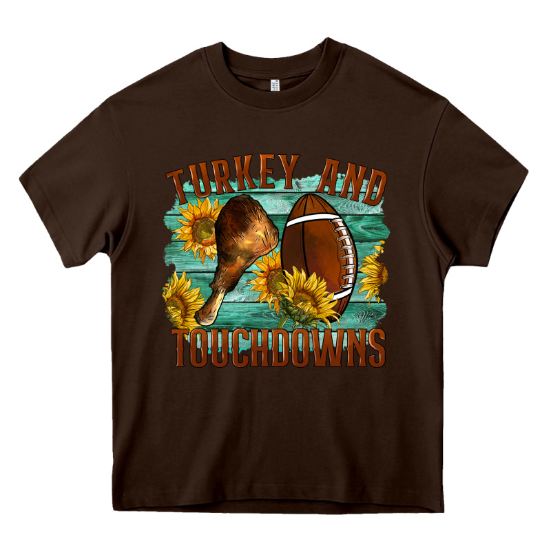 Turkey And Touchdowns Heavy Core Tee by LillyAllenDesigns | Teevron