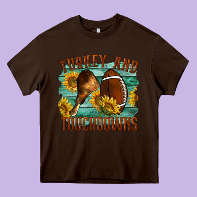 Turkey And Touchdowns Heavy Core Tee Designed By Lillyallendesigns