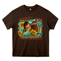 Chocolate Brown Turkey And Touchdowns Heavy Core Tee - LillyAllenDesigns