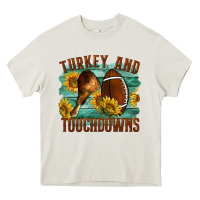 Cream Turkey And Touchdowns Heavy Core Tee - LillyAllenDesigns
