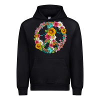 Black floral peace sign with gemstone Urban Hoodie - Artiststas