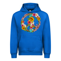 Cobalt floral peace sign with gemstone Urban Hoodie - Artiststas