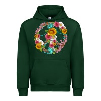 Forest Green floral peace sign with gemstone Urban Hoodie - Artiststas