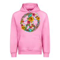 Fuchsia Pink floral peace sign with gemstone Urban Hoodie - Artiststas