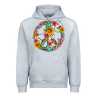 Heather Grey floral peace sign with gemstone Urban Hoodie - Artiststas