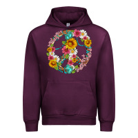 Mauve Wine floral peace sign with gemstone Urban Hoodie - Artiststas