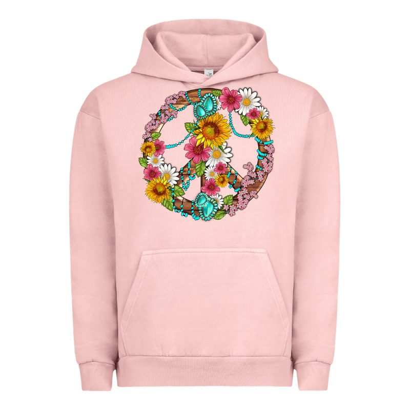 Floral Peace Sign With Gemstone Urban Hoodie by Artiststas | Teevron