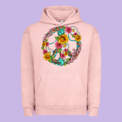 Floral Peace Sign With Gemstone Urban Hoodie Designed By Artiststas