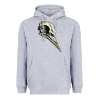 Heather Grey Raven Skull Heavyweight Hoodie - RanaPortraitStore
