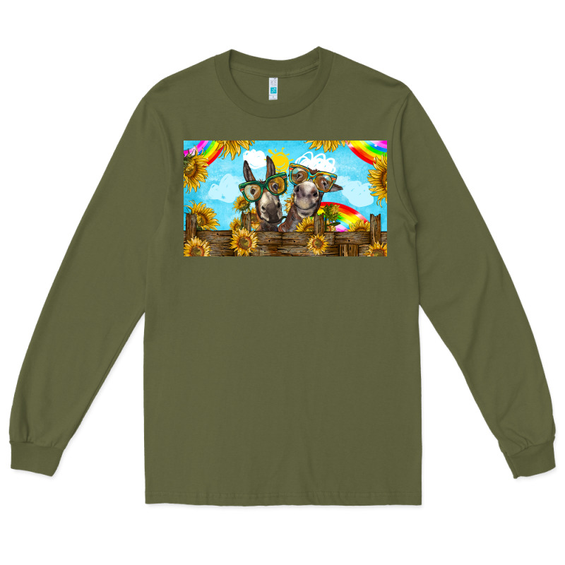 2 Donkeys Sunflower Long Sleeve Tee by BarkalooDesign | Teevron