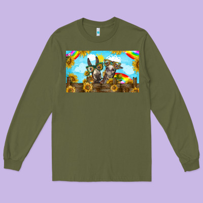 2 Donkeys Sunflower Long Sleeve Tee Designed By Barkaloodesign
