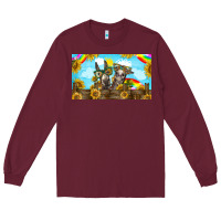 Burgundy 2 donkeys sunflower Long Sleeve Tee - BarkalooDesign